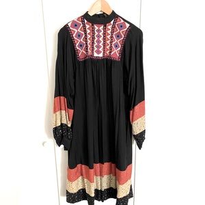 Unique one of a kind smock dress with embroidery